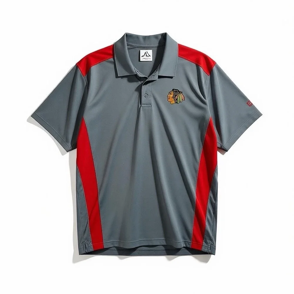 NHL Chicago Blackhawks Poly Polo/Golf Shirt Size 2XL‎ Men's Embroidered
